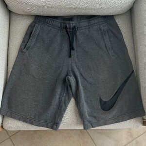 Nike Gray and Black Athletic Shorts with Elastic Waistband